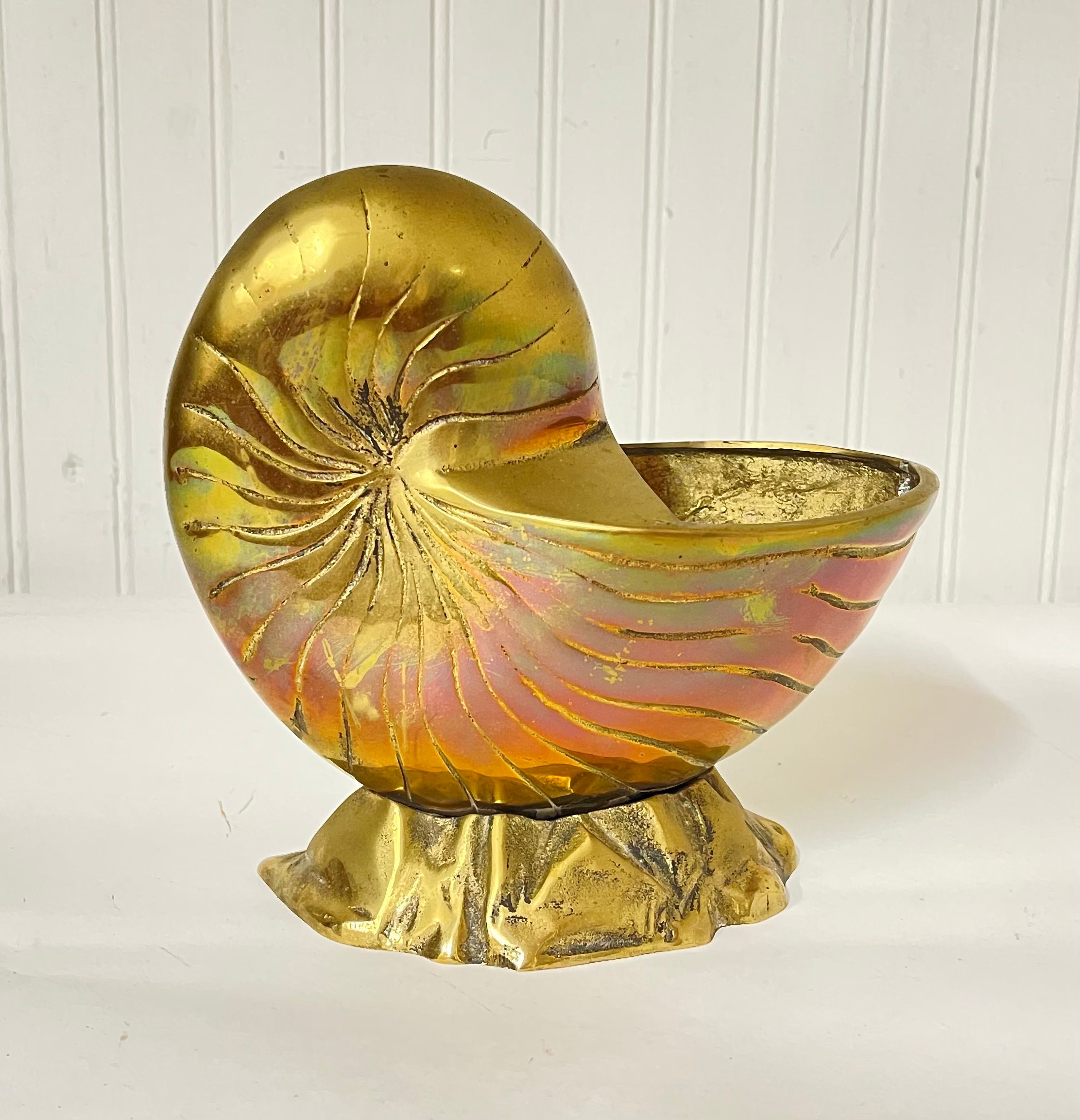 Brass Nautilus Shell, Gold Brass Shell, Interior Design, Shell