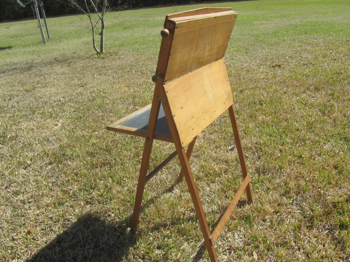 Vintage Chalkboardeasel Folding Deskartists Easel Childs Etsy
