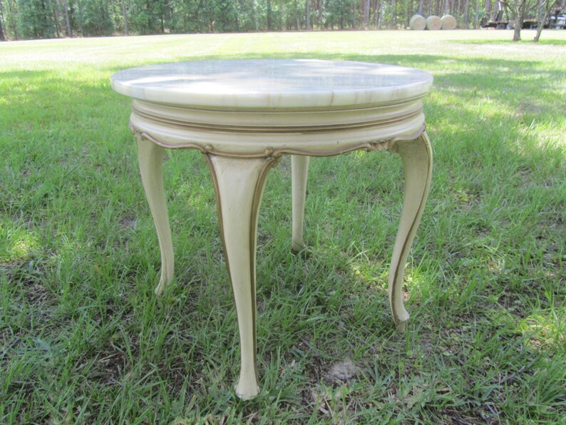 Vintage Marble Top Table Side Mid Century Small Image 0