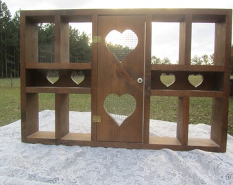shadow box shelf, Shelf,Vintage Wall Decor, Wall Hanging,country decor, heart, rustic decor, collectible Display Shelf, Curio Shelf