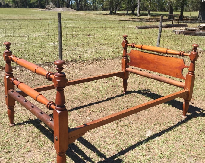 Antique Rope Bed, Vintage Bed, Bedroom Furniture, Wood Bed, Handmade Bed, Farmhouse Furniture