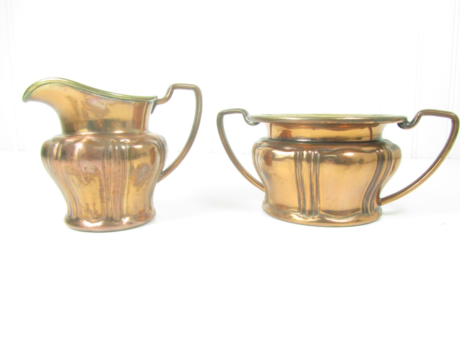 Sugar and creamer set copper creamer copper dishcopper Etsy
