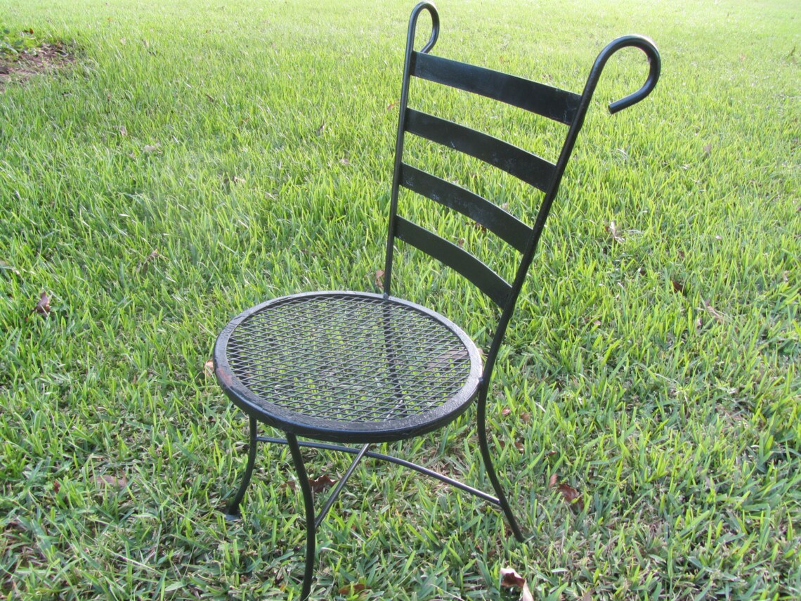 Vintage Bistro Chair Wrought Iron Chair Retro Chair Metal Etsy