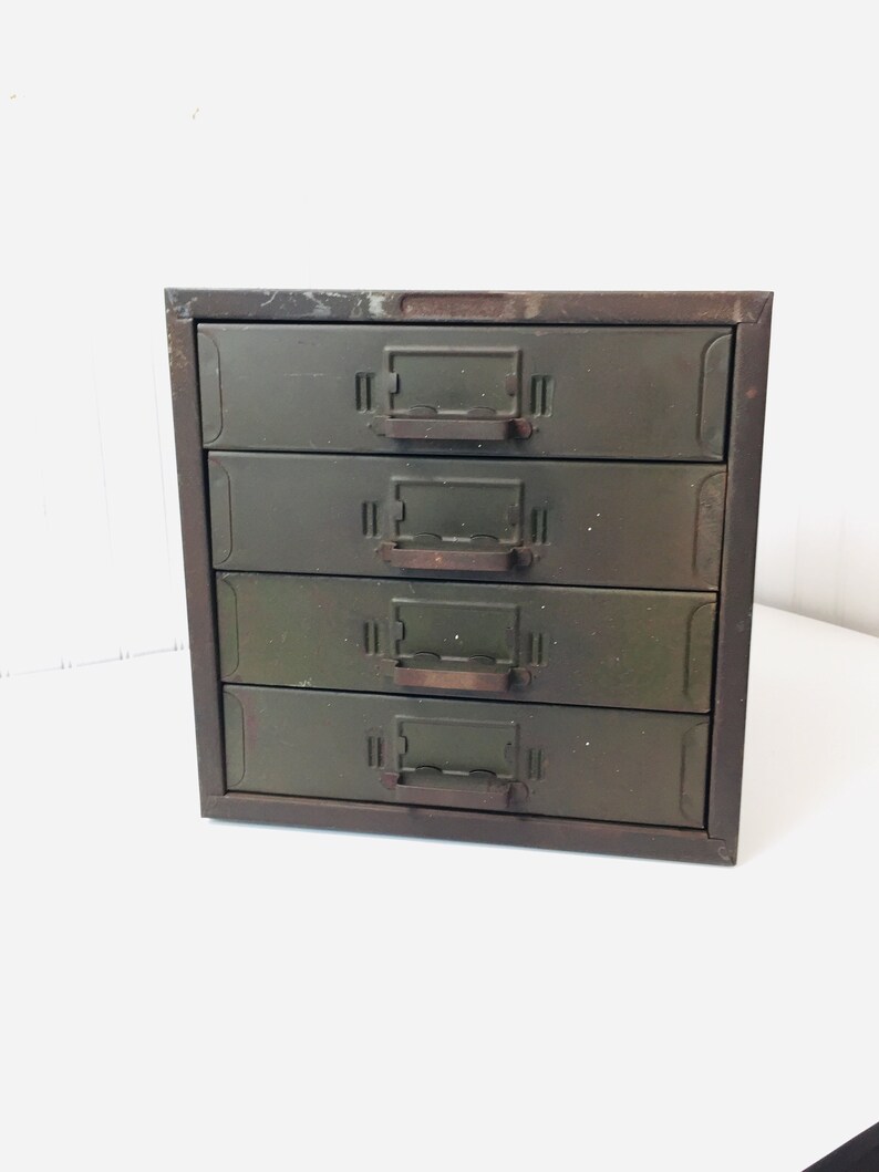 Vintage Metal Drawerfile Box Industrial Jewelry Box Tool Etsy