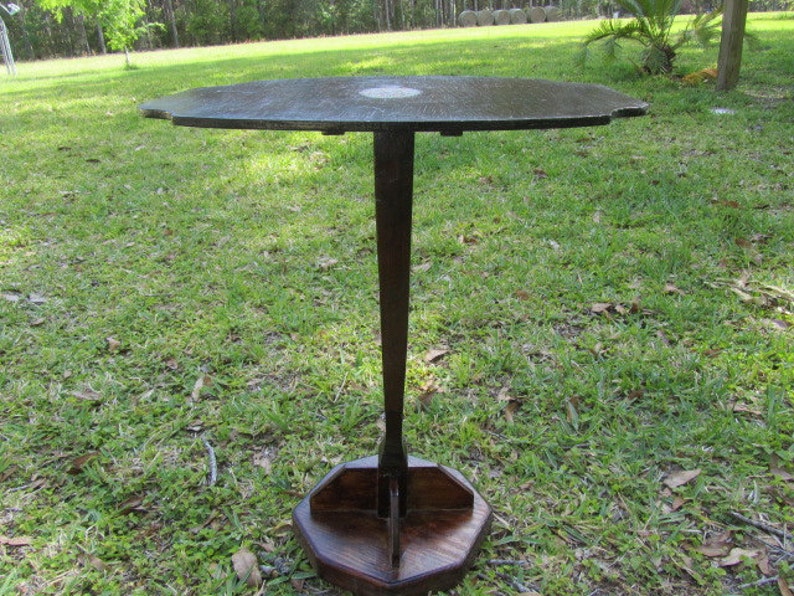 Vintage Side Table Tilt Top Fold Up Decoupage End Furniture Flip