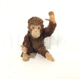 MONKEY, Vintage Steiff Chimpanzee ,Vintage Stuffed Monkey,miniature stuffed Toy, Animal, Stuffed Animal,Jointed chimpanzee,