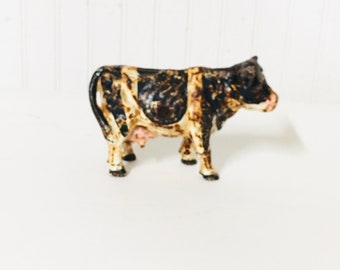 Vintage cast iron toy, iron cow,iron animal, dairy cow, cast iron door stop, collectible toy, western, rustic toy, farmhouse decor,