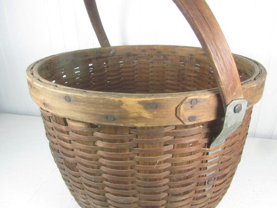Antique Basket, Wicker Basket, Nantucket Basket, Shabby Chic Decor, Wicker  Basket, French Farmhouse, Vintage Wicker 