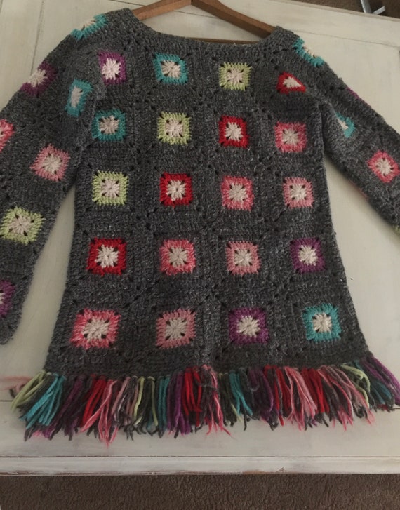 vintage hand crochet sweater, handmade sweater, g… - image 3