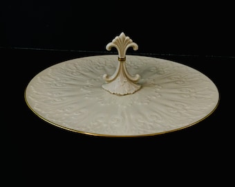 Vintage Lenox cake stand, fine porcelain, petit four plate,cream and 24k gold, wedding cake table, cookie plate, Plate stand, party serving,