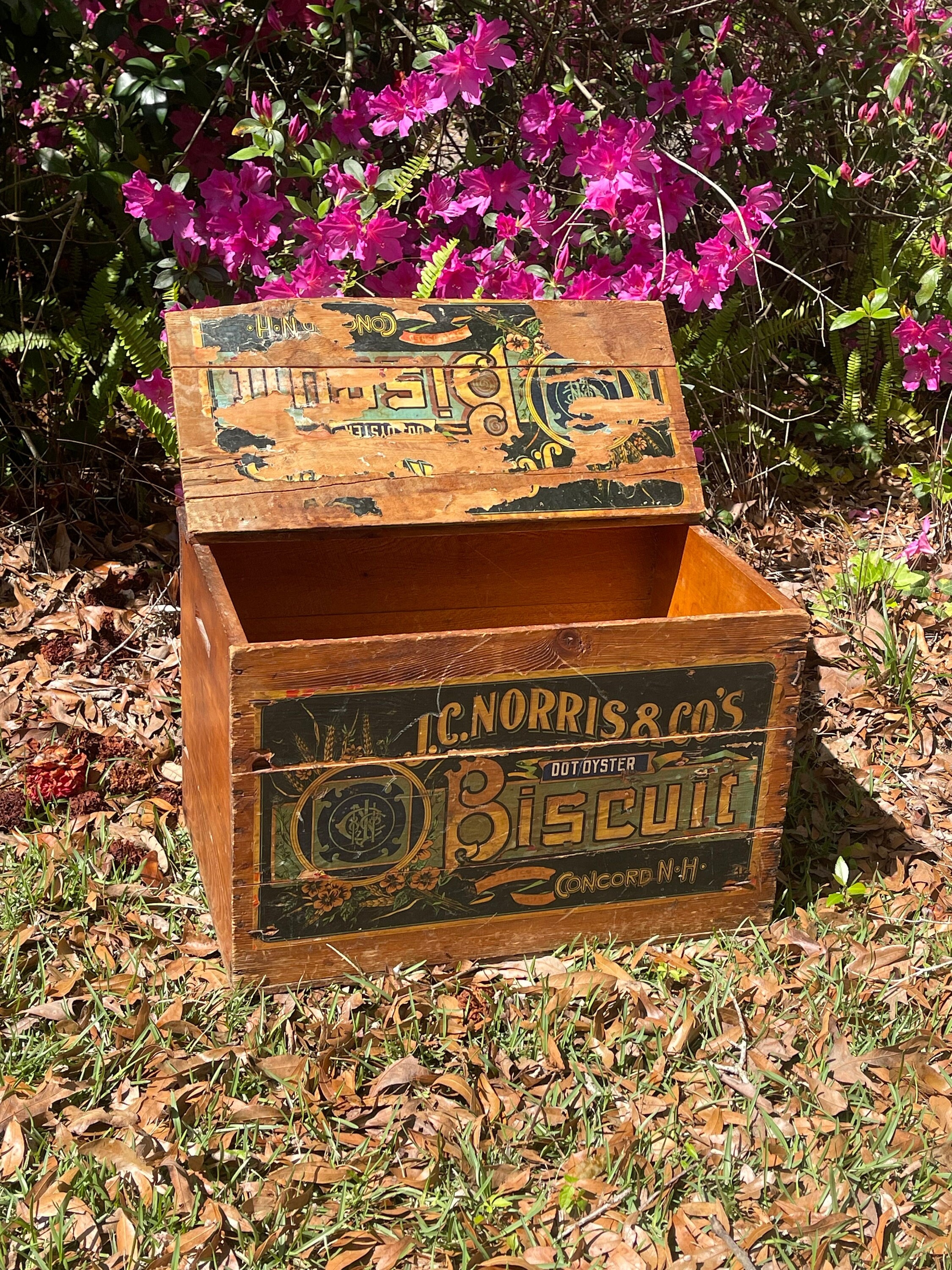 JC Norris Co.biscuit Crate, Wood Crate, Bakery Wood Box, Vintage