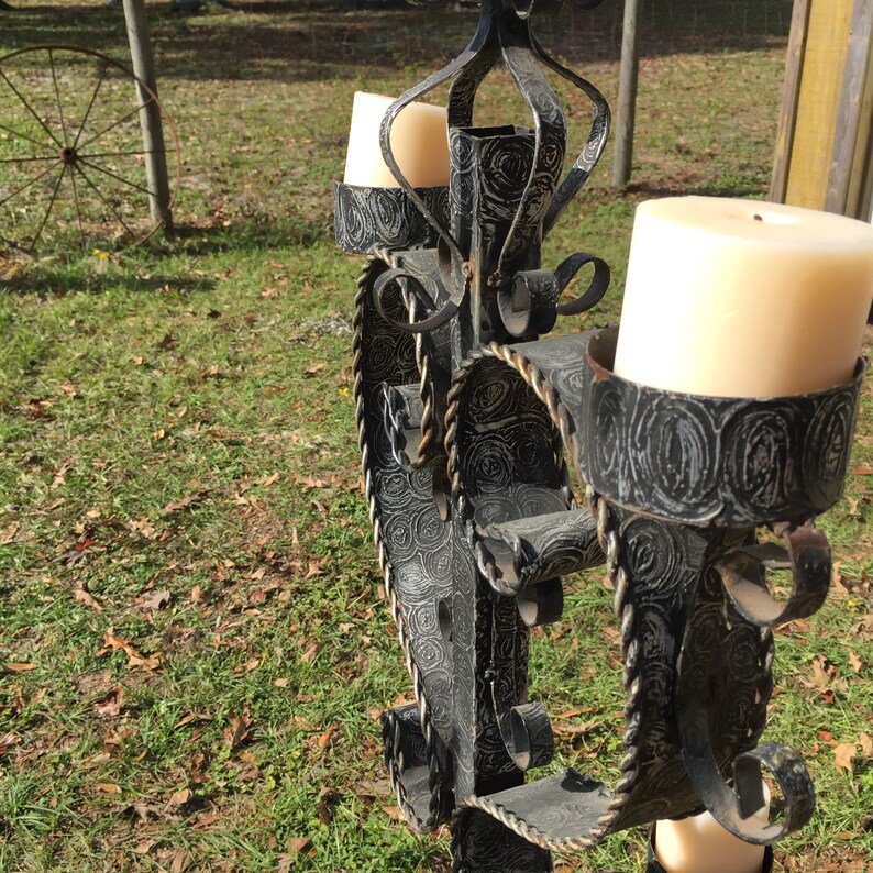 Antique Hand Candle Holders Ornate Tall Bent Metal Etsy