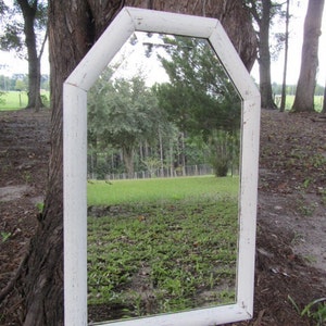 Shabby chic mirror, large mirror, wood mirror, white mirror, mirror, shabby chic decor, wedding, beveled mirror, image 1