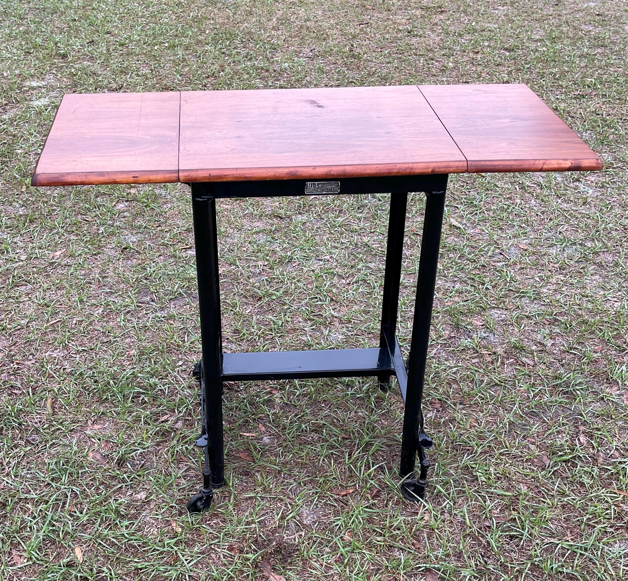 Hi Lo TYPEWRITER Stand, Vintage Metal Table, Industrial Decor