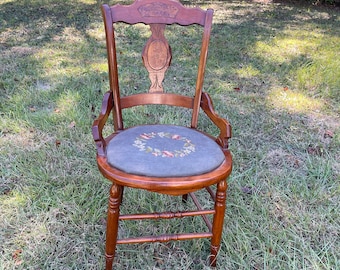 Vintage Chair, Wood chair, Eastlake Furniture, Antique Wood Chair, slipper chair, carved wood chair, victorian chair, Occasional chair,
