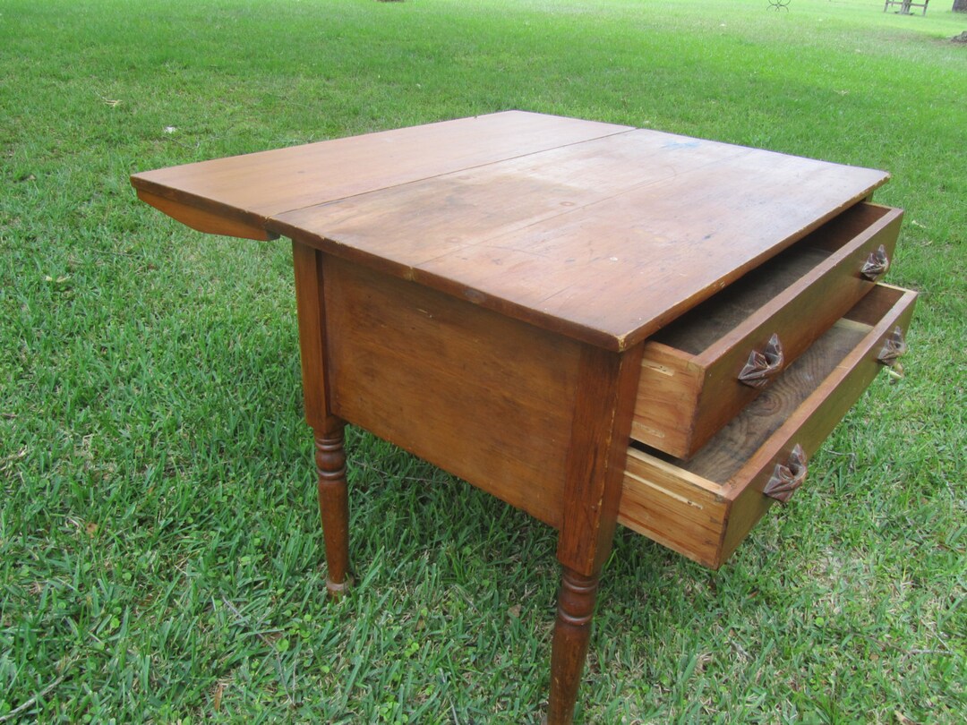 Antique Drop Leaf Table, Kitchen Table, Wood Furniture, Baking Table