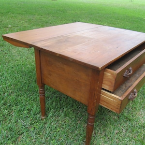 Antique Drop Leaf Table, kitchen table, Wood Furniture, baking table, Farmhouse Decor, wood drawer pulls, kitchen island, buffet