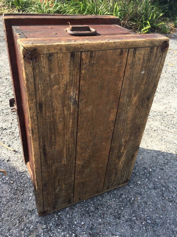 Antique Wood Box, Antique Trunk, Storage Box, Work Box, Tac Box