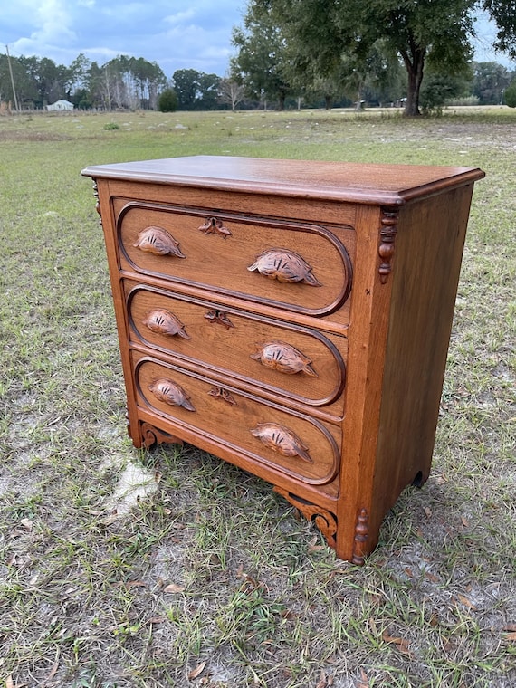 Antique Chest of Drawers Carved Wood Drawer Handles Solid - Etsy