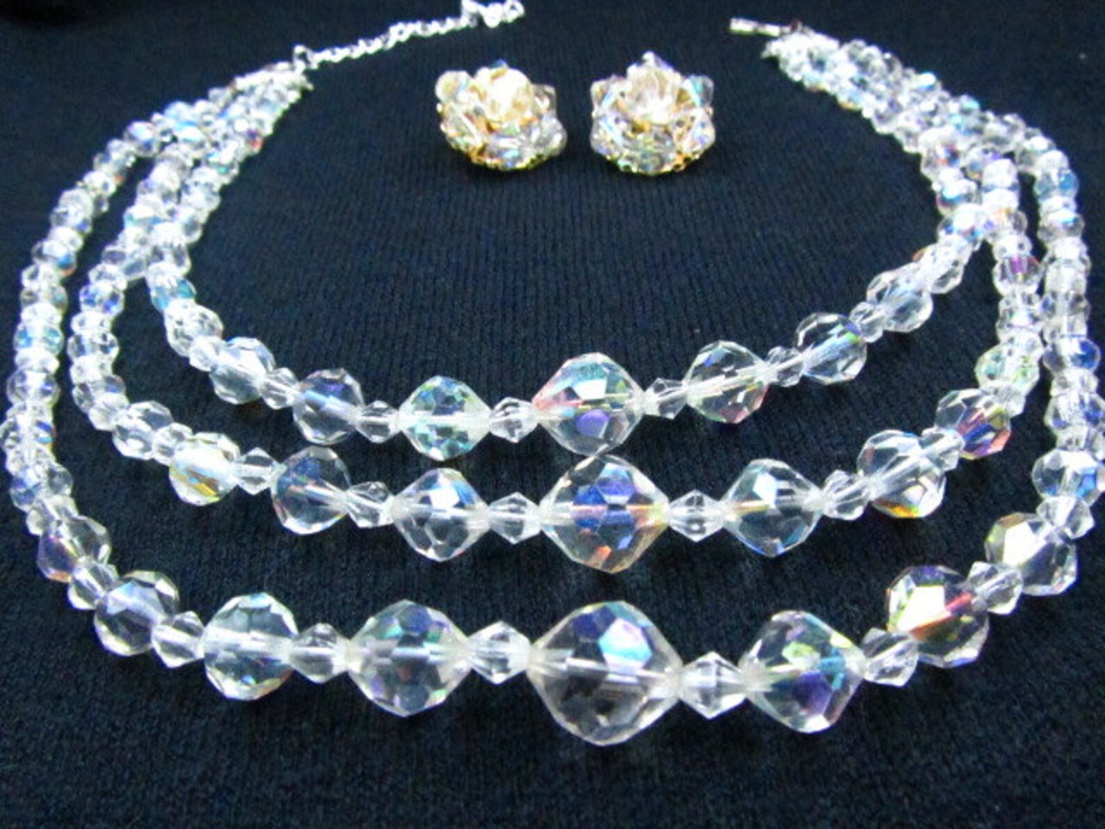 AURORA BOREALIS NECKLACE and Earrings 1950s Jewelry Vintage - Etsy