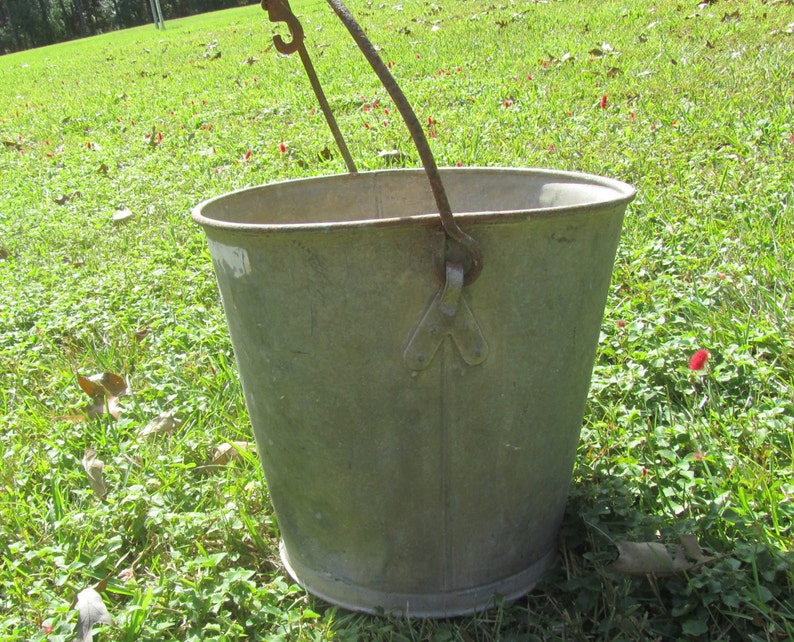 VINTAGE BUCKET Galvanized Bucket Rustic Bucket Pail Feed Etsy