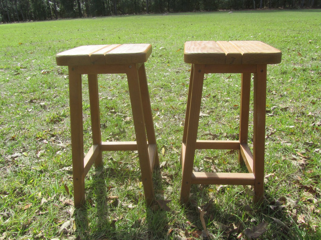 Vintage Bar Stool, Farmhouse Decor, Solid Wood Stool, Rustic, Barn Find