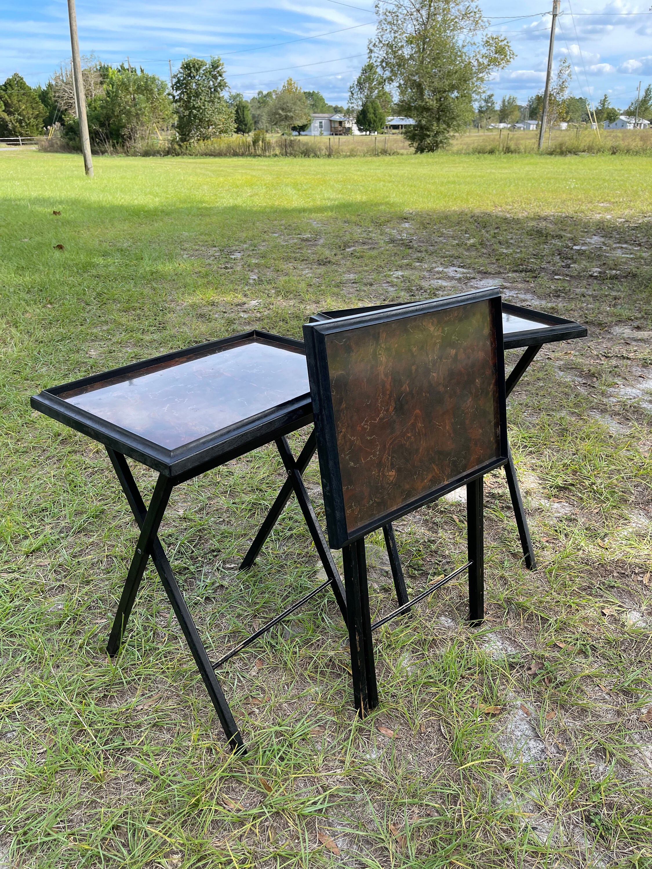 Wood Folding Tray Table Artex TV trays folding table mid century burlwood tray TV tray vintage tray Wood tray