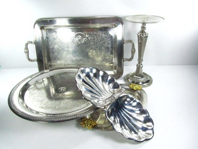 Vintage Silver Candle Holder Cake Stand Serving Bowls Etsy