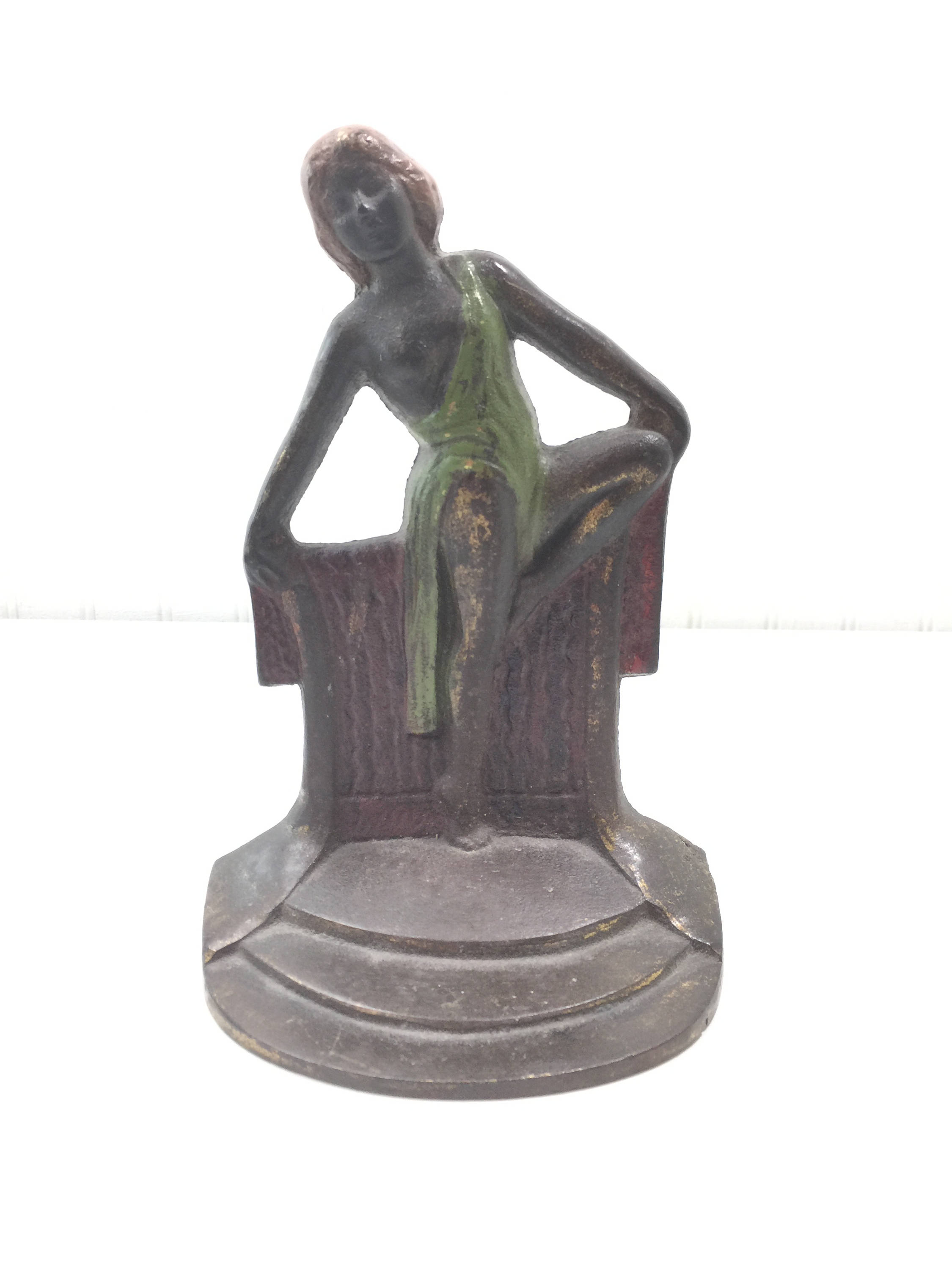 Vintage Cast Iron Door Stop Bronze Bookendart Deco Brass Etsy