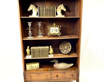 Antique Bookcase, bookshelf with drawers, cabinet , wood furniture, curio cabinet, wood shelves, vintage furniture, farmhouse style,