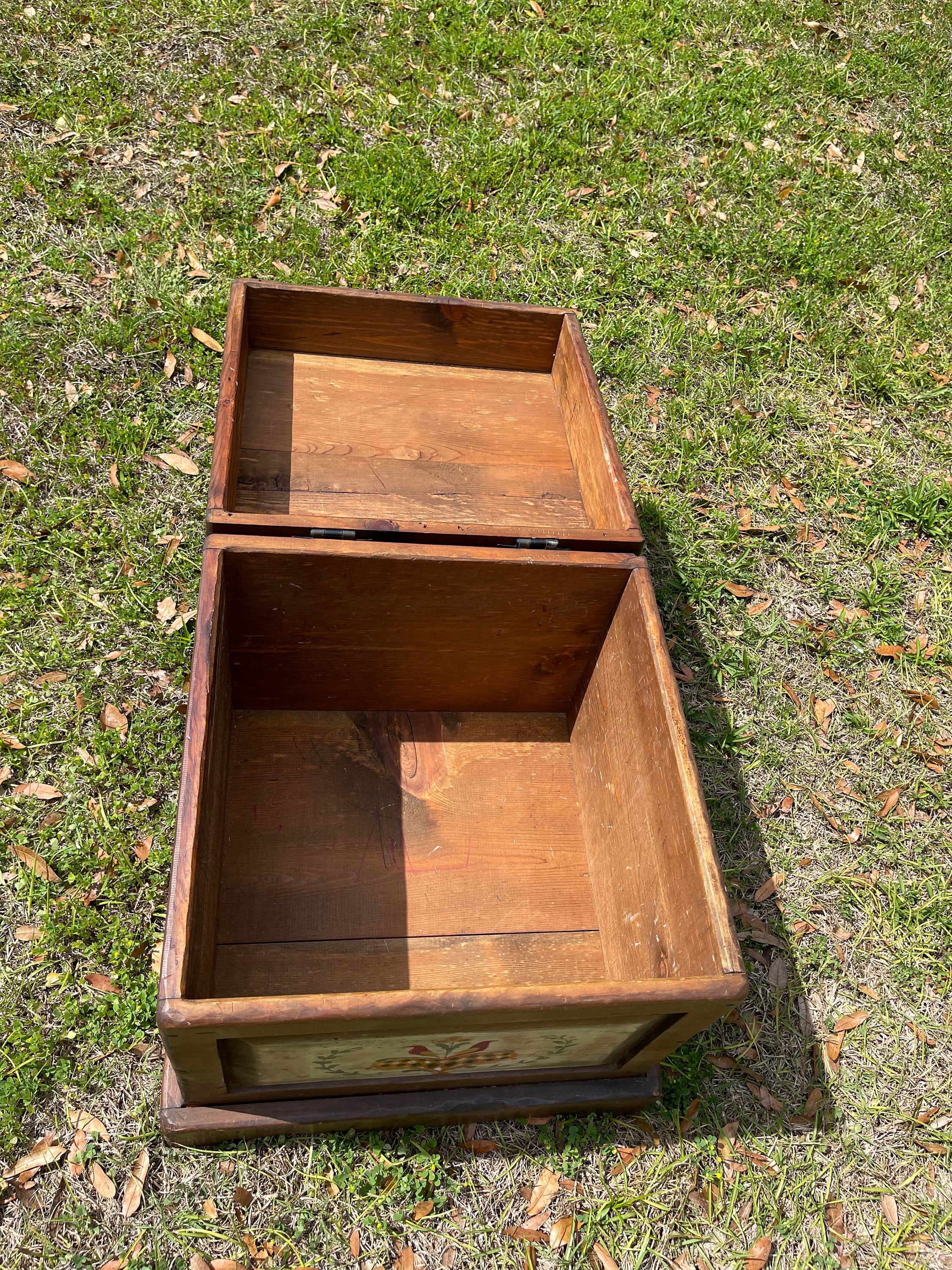 Vintage Wood Toy Box, Storage Box, Folk Art Box,handmade Box