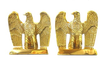 Eagle bookends, brass Bookend, eagle Bookends, metal bookend, Collectible, traditional decor, rustic decor, Americana, brass birds