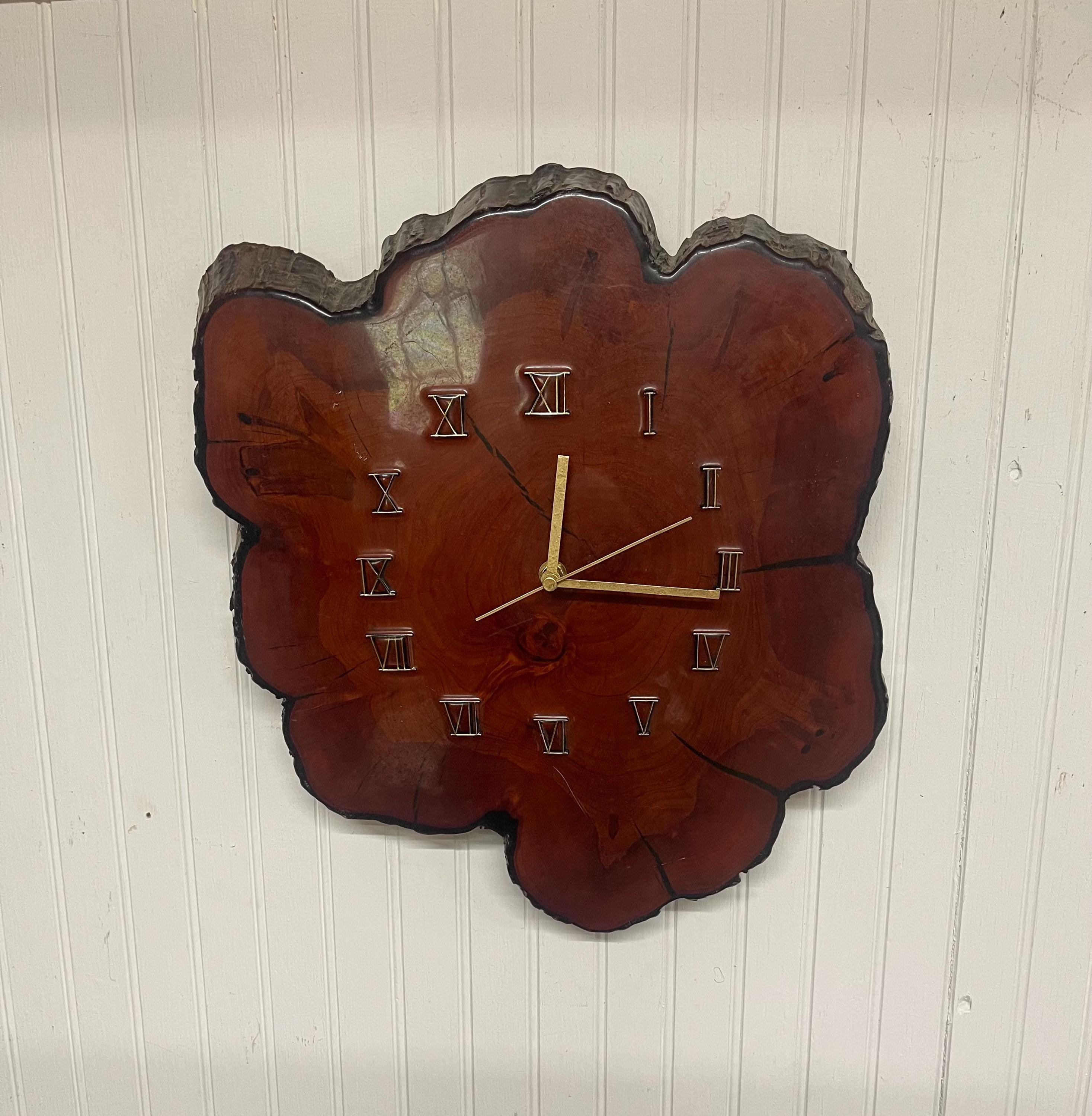 Vintage Cypress Clock, Live Edge Clock, Battery Powered Clock, Mid