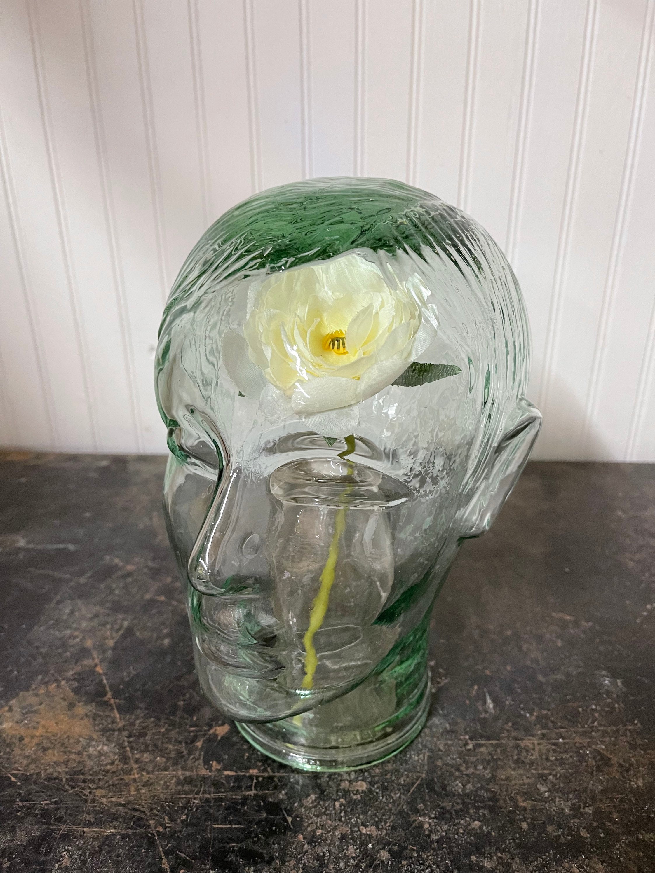 Glass Head, Green Head, Glass Sculpture, Glass Head Mannequin