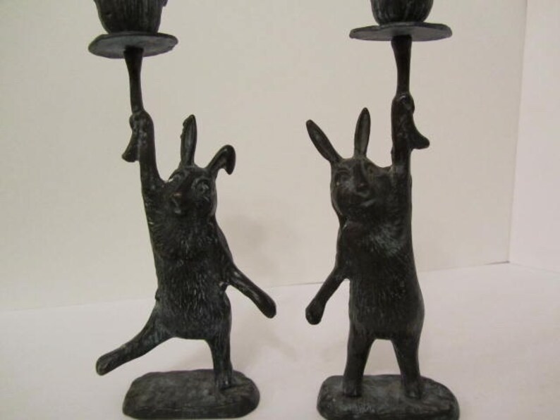 Bronze Sculpture bunny rabbit candle holder Etsy