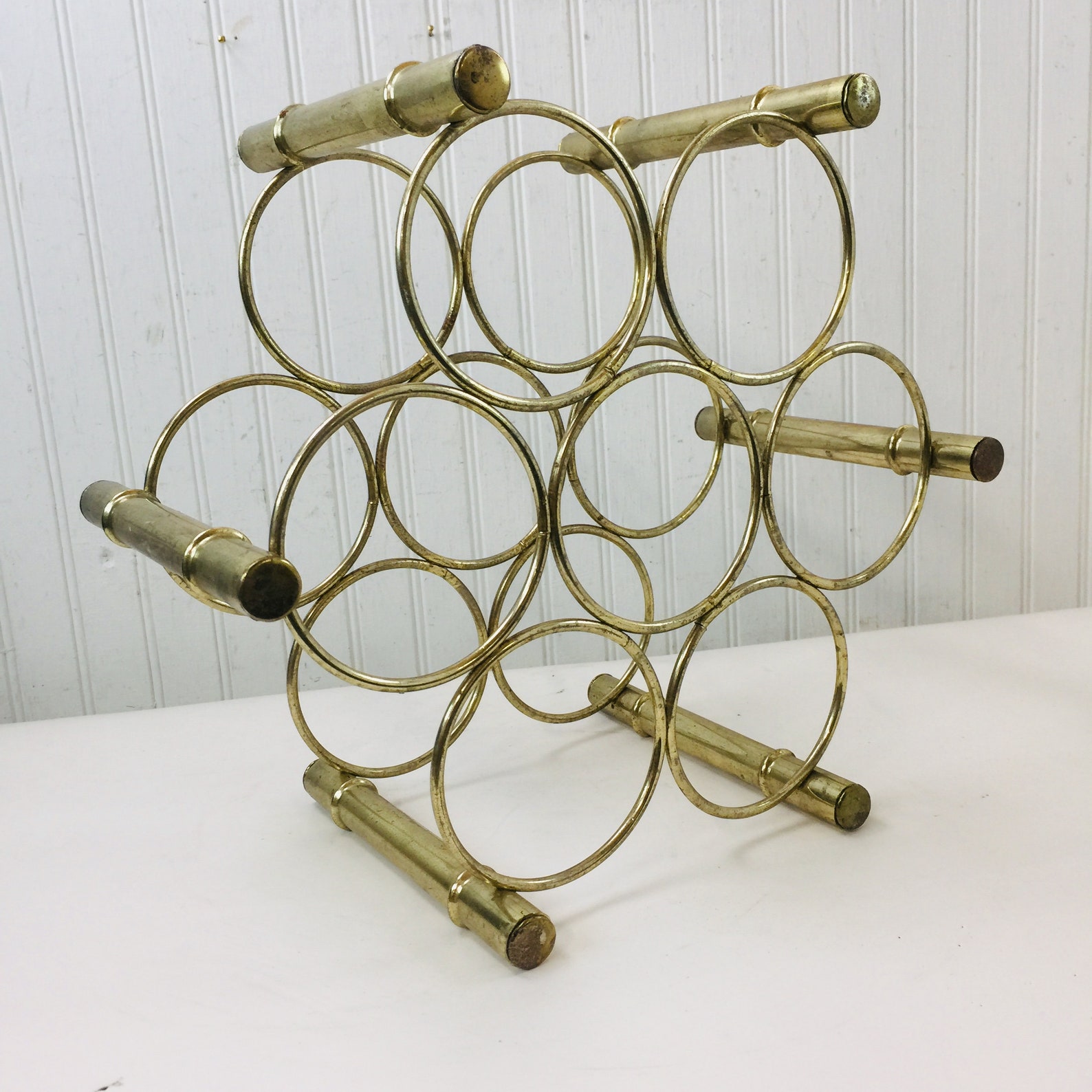 Vintage Wine Holderwine Rack Brass Wine Rack Bamboo Modern Etsy