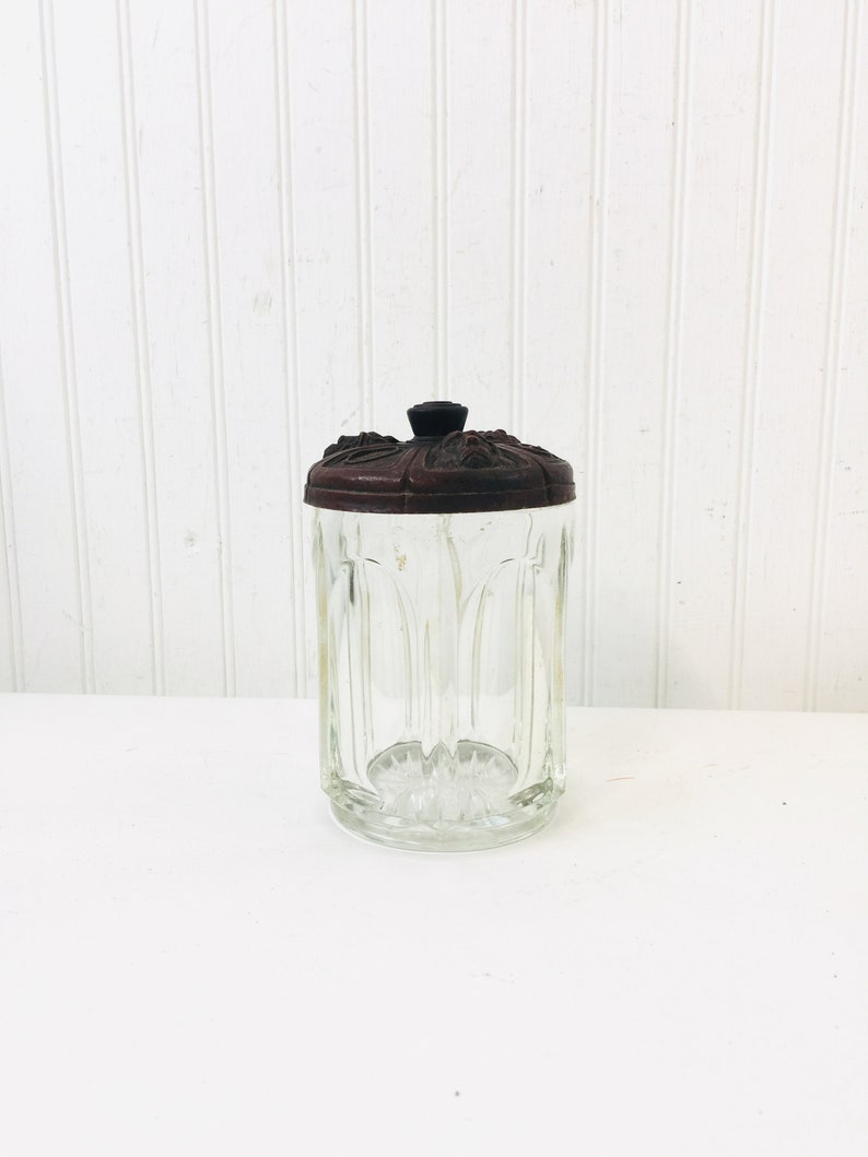 VINTAGE GLASS JAR antique tobacco jar Victorian humidor Etsy