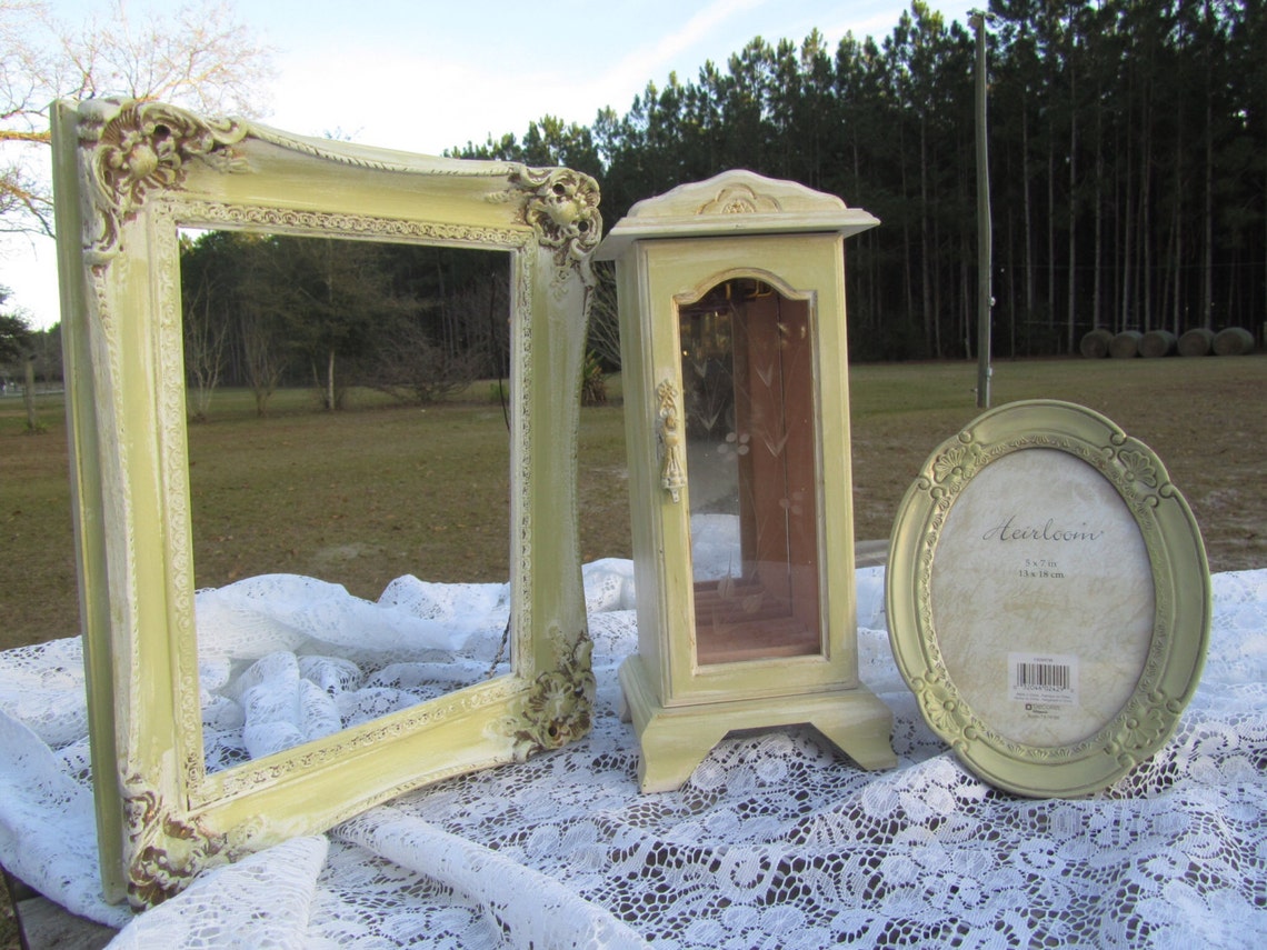 Vintage Picture Frame Vintage Jewelry Box Picture Frame Set | Etsy