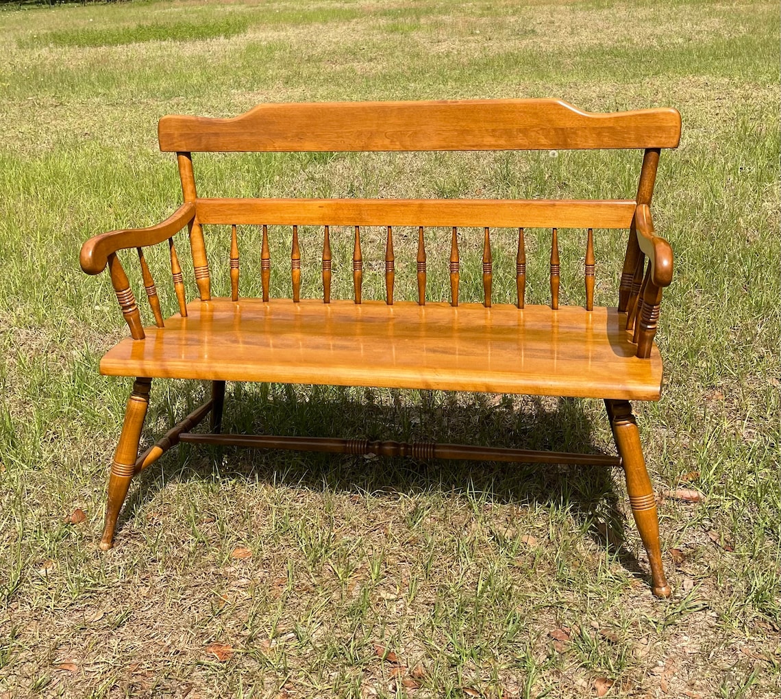 Vintage Bench Ethan Allen Bench Entryway Furniture Solid Etsy