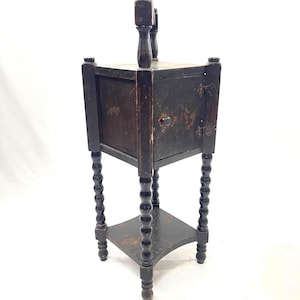 Antique humidor, tole smoke stand, entry table, humidor cabinet, plant stand, wood cabinet, wood lined, vintage cigar box, portable cabinet