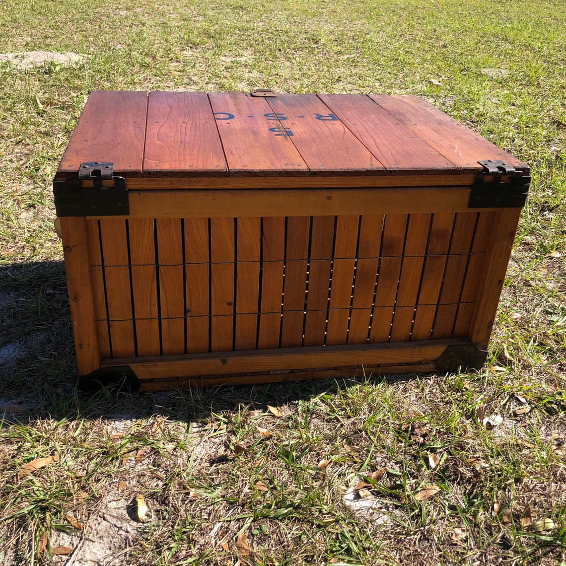 Antique bread crate GB Lewis crate wood table Pastry Crate Etsy