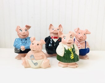 WADE PIG FIGURINE, wade piggy banks, Ceramic Pig,Piggy Bank, Pig, Whimsical, Nick Nack, Money Bank,