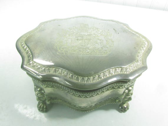 Vintage jewelry box, casket box, silver plated bo… - image 2