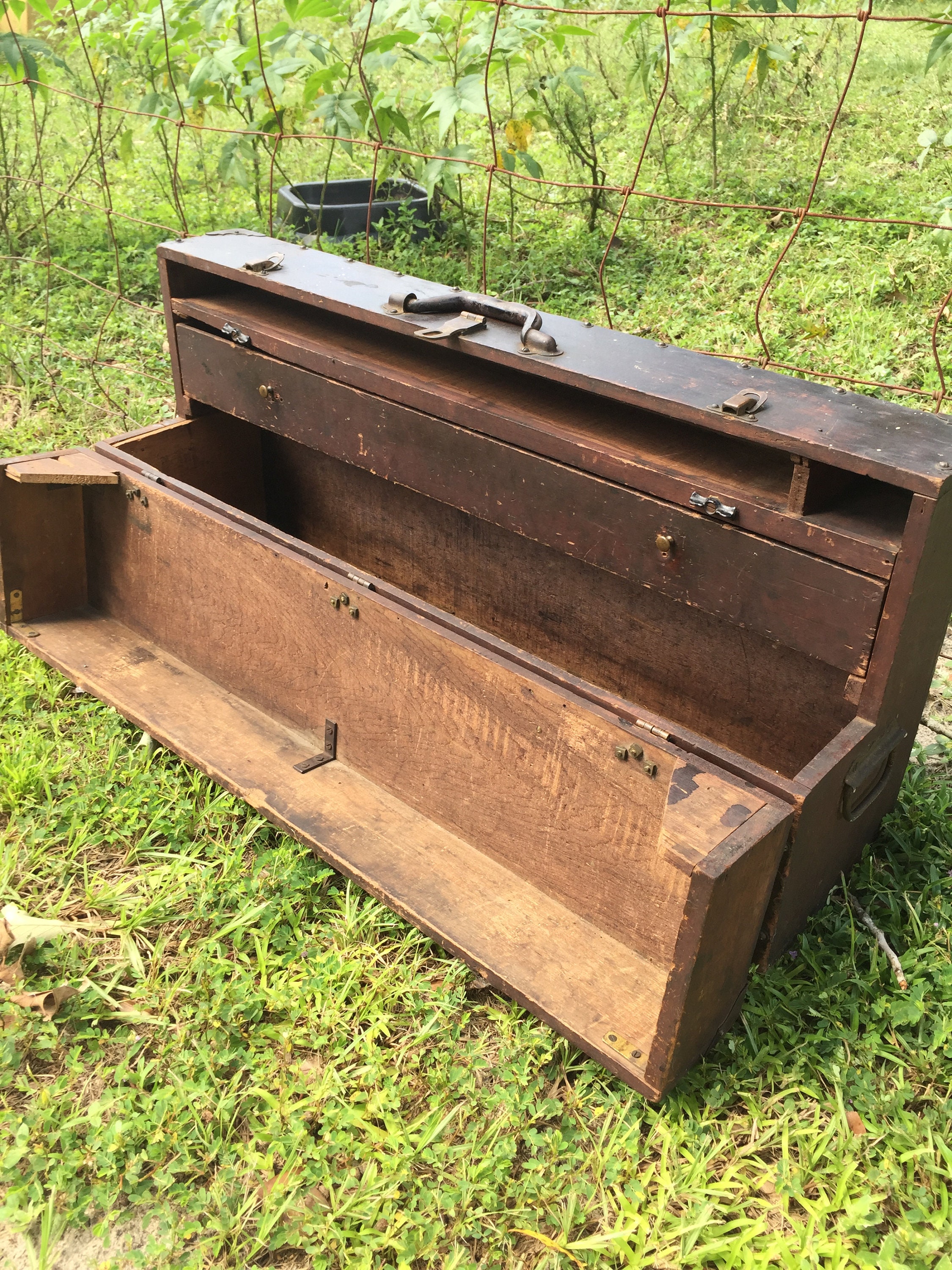 1980s Small Carved Wood Box With Lid Authentic Handmade