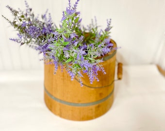 Vintage Firkin Bucket, Wood Bucket, Collectible, Wood decor, rustic, farmhouse decor,primitive decor,wood pail,planter,