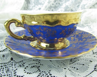Demitasse set, tea cup, Blue and Gold Tea Set, EB Bavaria, Tea Cup, China Dishes, Gold Trim Tea Set
