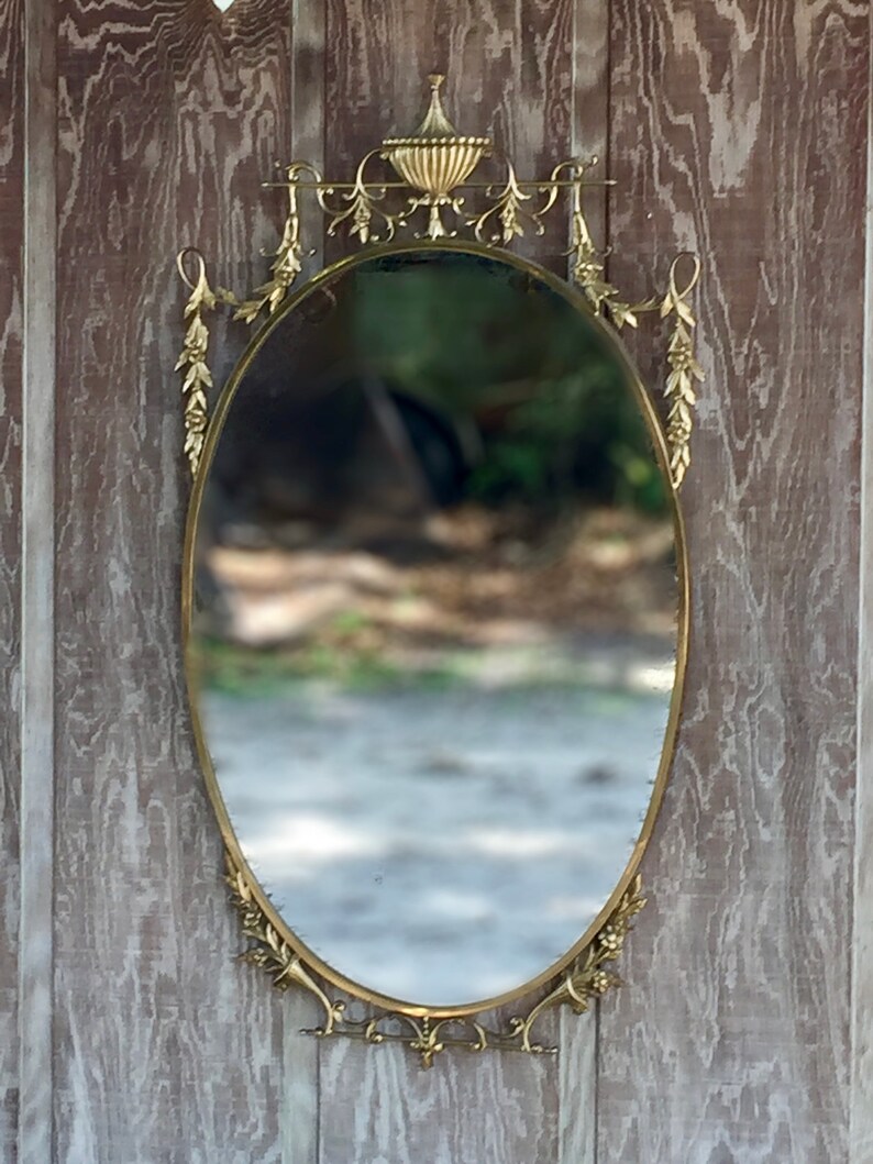Antique brass mirror wall mirror large brass mirror ornate Etsy