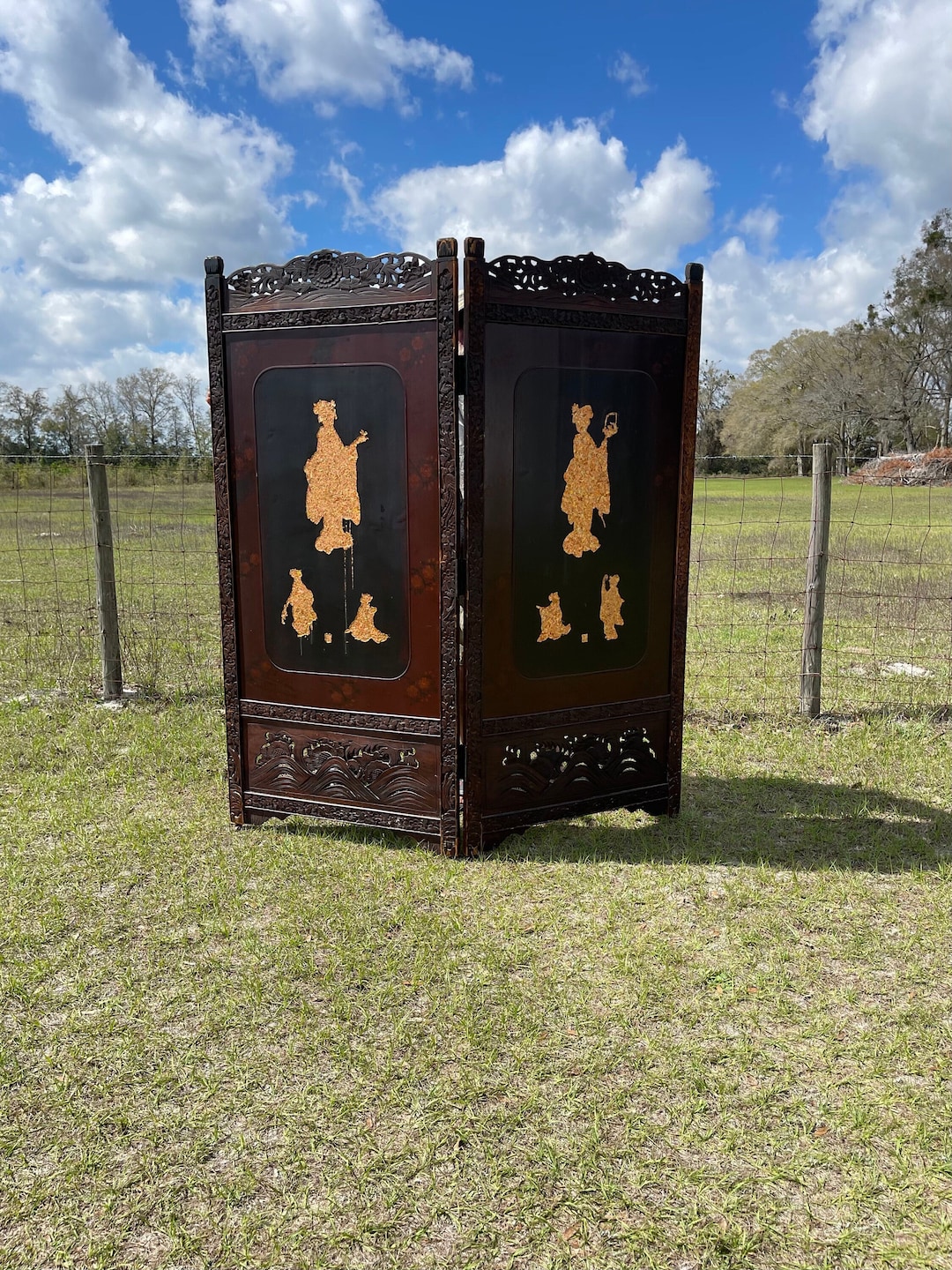 Vintage Room Divider,dressing Screen, Antique Asian Screen,boho Decor