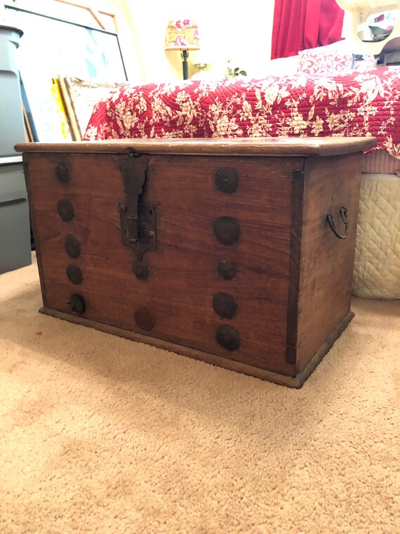 Antique Chest With Candle Box Secret Compartment Storage Etsy