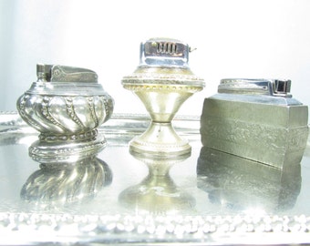 Encendedor vintage, encendedor de plata, encendedor de cigarrillos, caza, regalo para él, humo, coleccionable